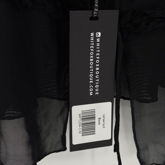 White Fox Boutique Cold Flame Top Medium Black Tie Front Lace Elastic Straps NWT - Picture 7 of 10